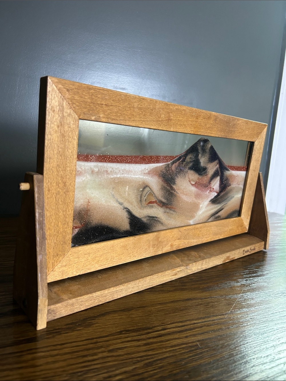 Wooden Sand Art Frame - Brown And Gold Moving Sand Display